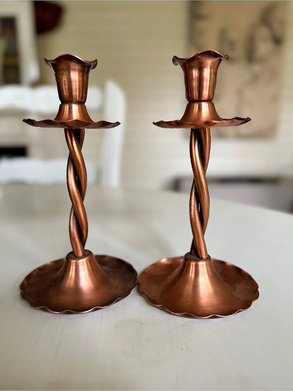 Vintage 1950s Gregorian Copper Candlesticks Pair No. 427 | Early Hand-Signed